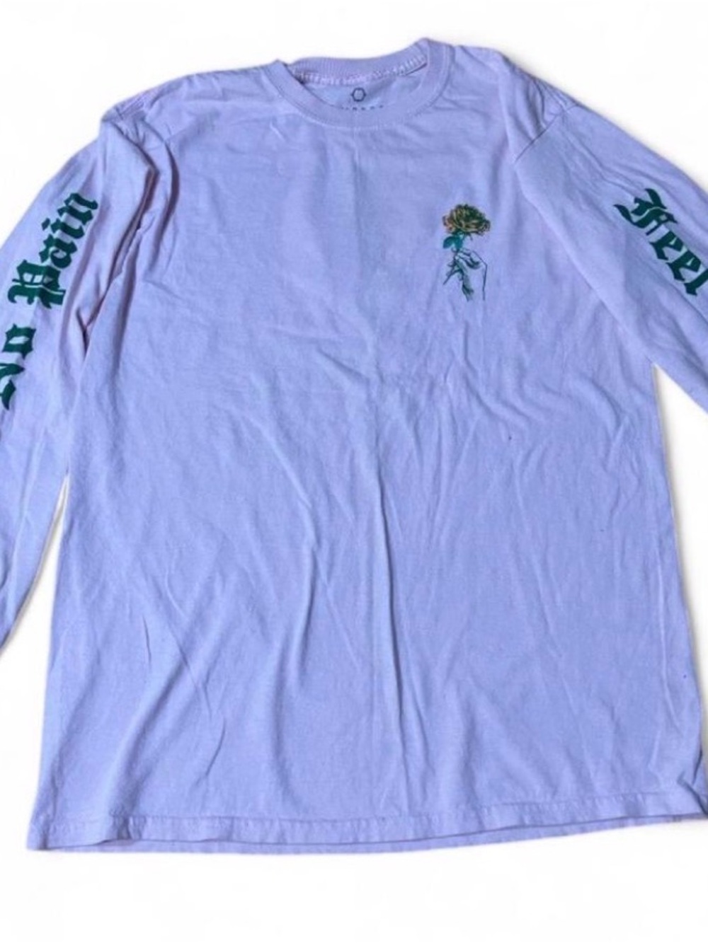 Empyre Lavender Long Sleeve Tee with Green Sleeve Script